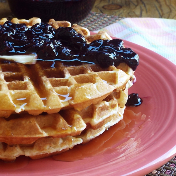 Waffles with Blueberry Sauce