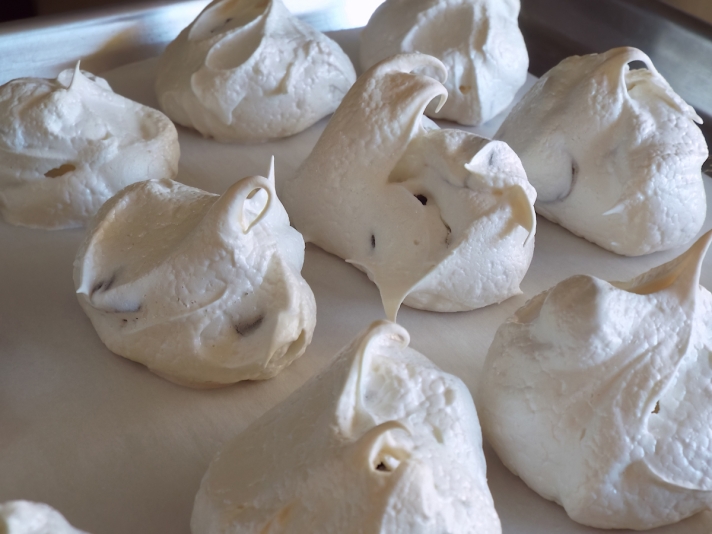 Confectionaries on baking sheet