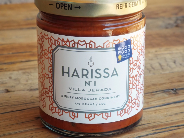 Jar of Villa Jerada harissa chili paste.