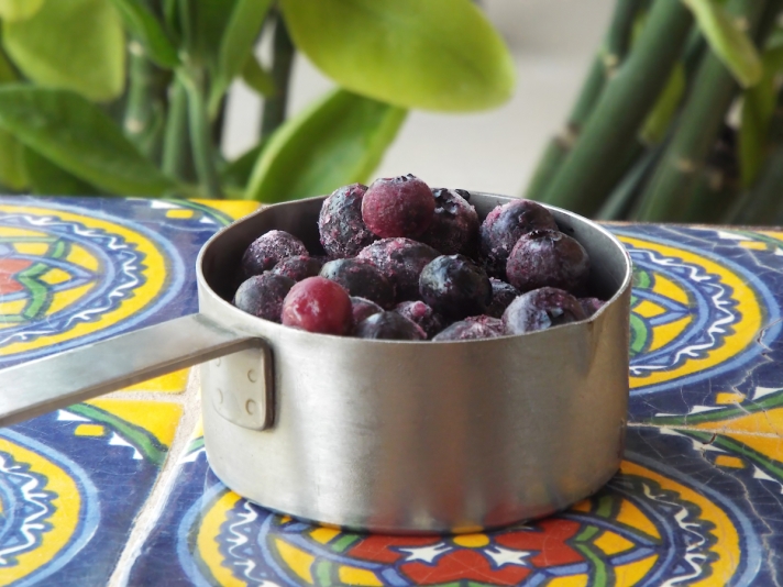 Frozen blueberries for blueberry limeade.