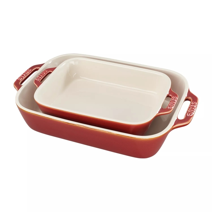 Staub Stoneware 2-Piece Baker Set in Rustic Red