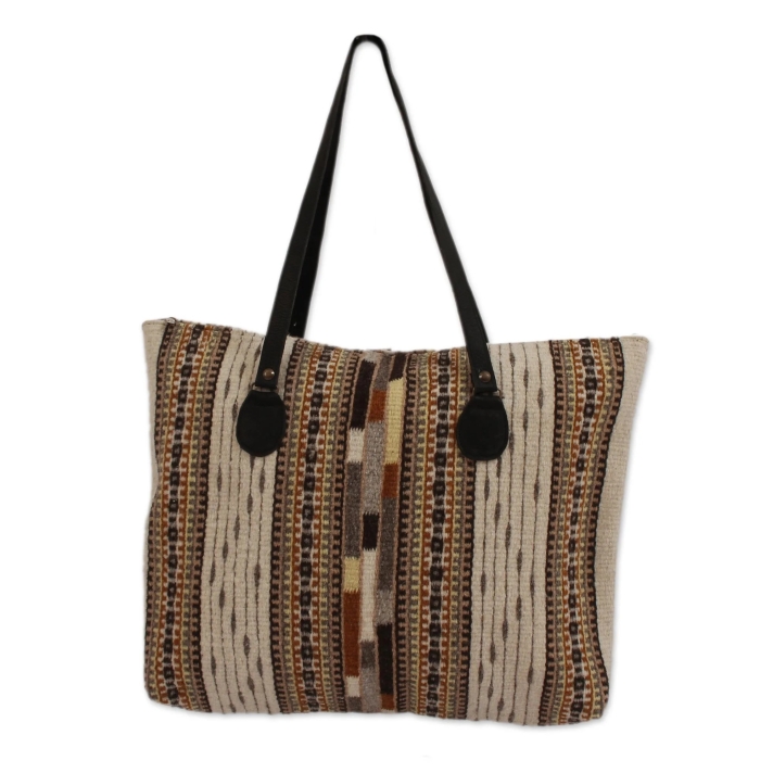Woven wool Zapotec handbag by Oaxacan artisan Marco Bautista.